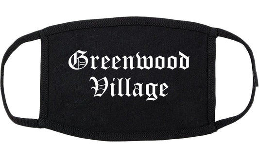 Greenwood Village Colorado CO Old English Cotton Face Mask Black