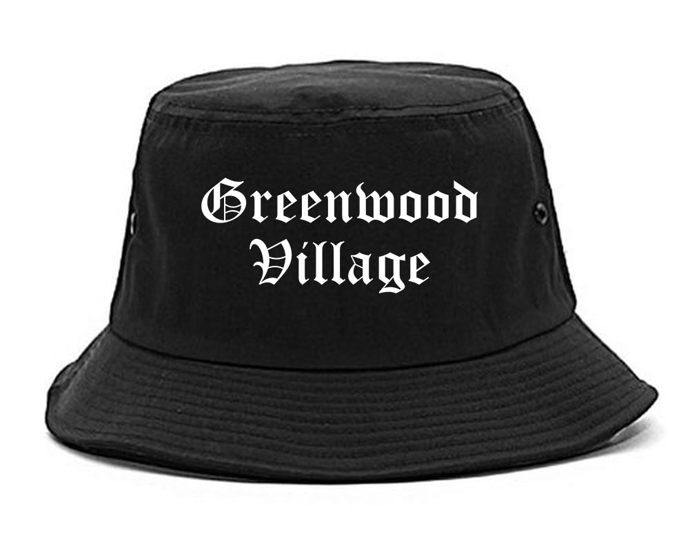 Greenwood Village Colorado CO Old English Mens Bucket Hat Black