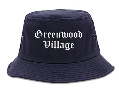 Greenwood Village Colorado CO Old English Mens Bucket Hat Navy Blue