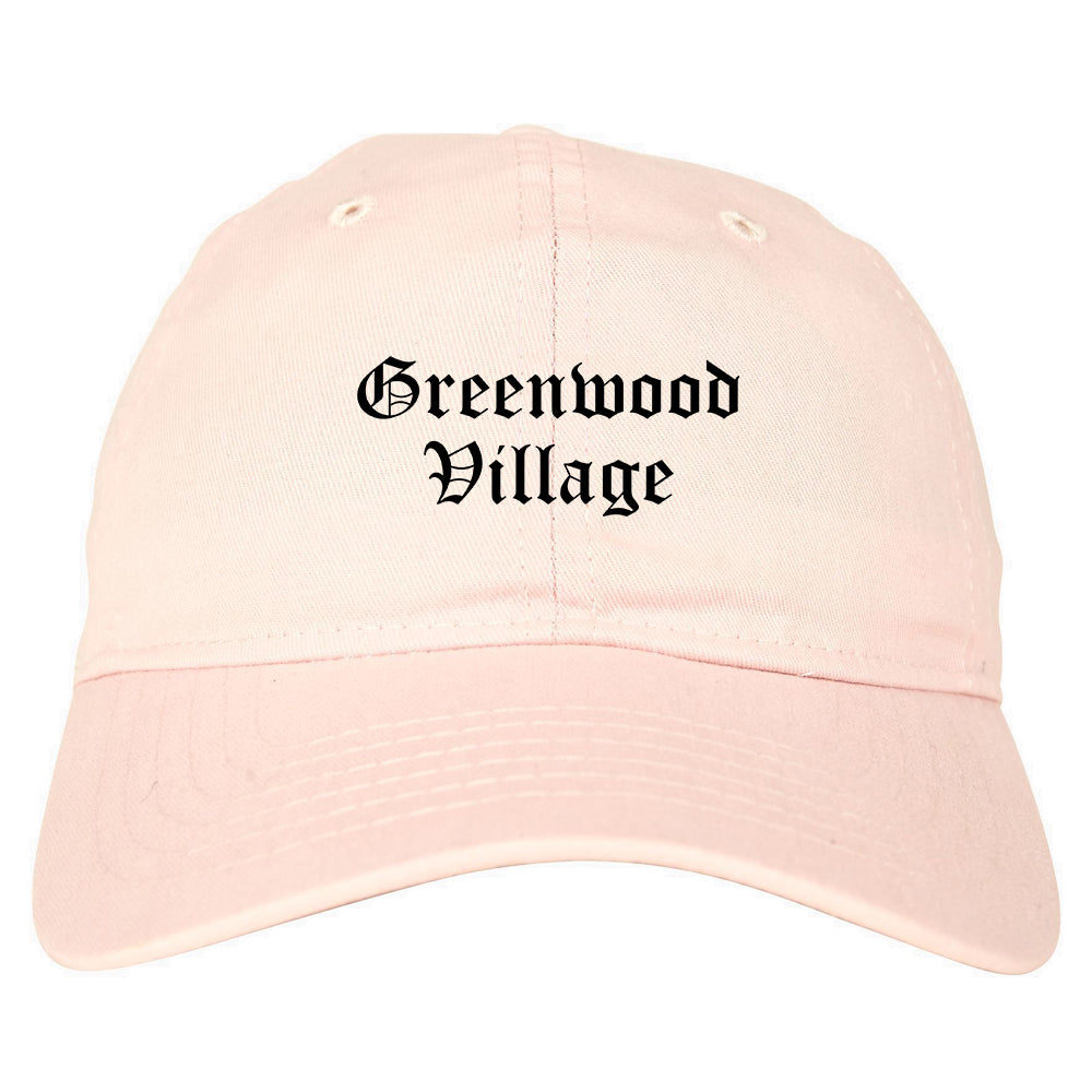 Greenwood Village Colorado CO Old English Mens Dad Hat Baseball Cap Pink