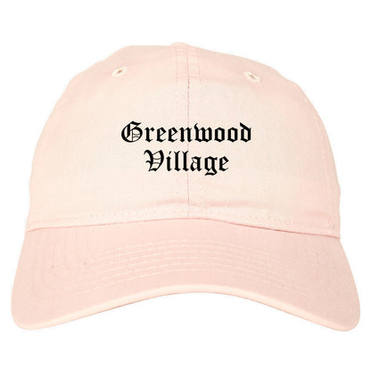 Greenwood Village Colorado CO Old English Mens Dad Hat Baseball Cap Pink