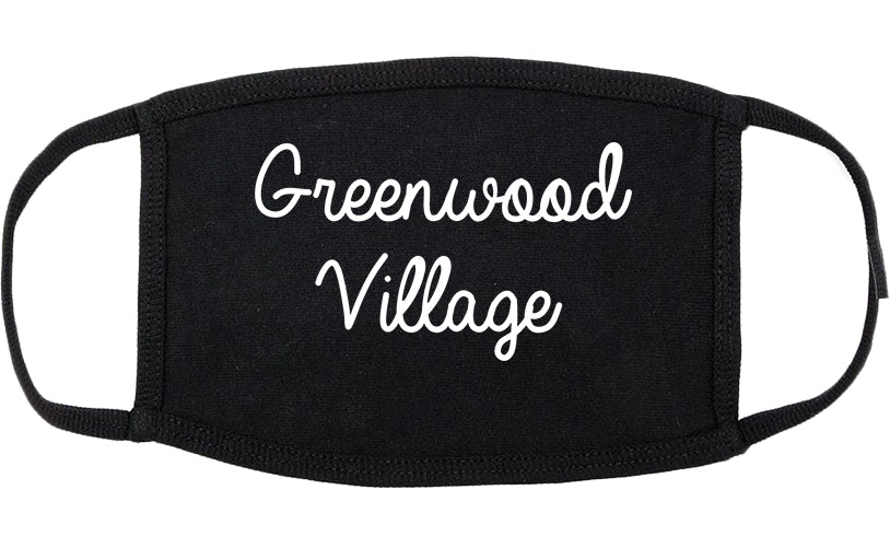 Greenwood Village Colorado CO Script Cotton Face Mask Black