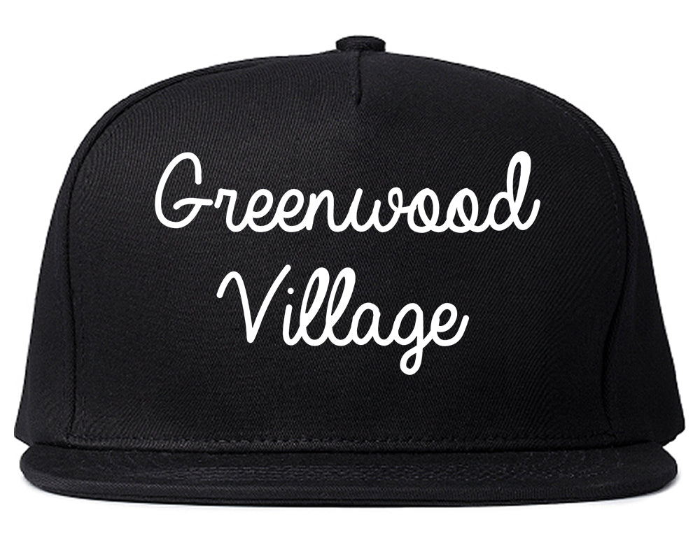 Greenwood Village Colorado CO Script Mens Snapback Hat Black