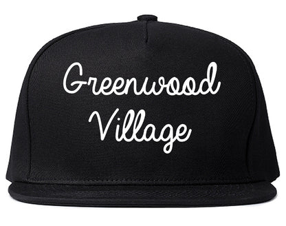 Greenwood Village Colorado CO Script Mens Snapback Hat Black