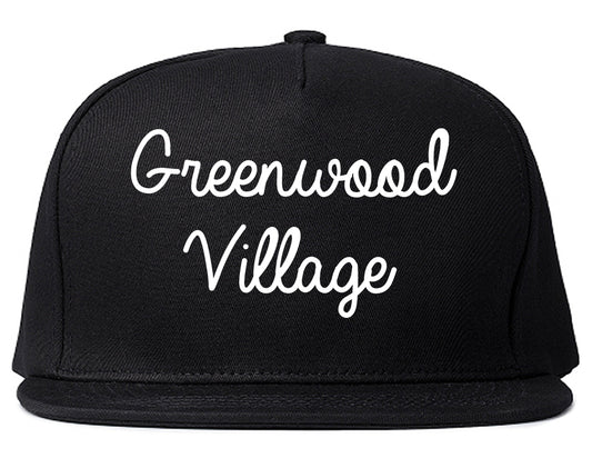 Greenwood Village Colorado CO Script Mens Snapback Hat Black