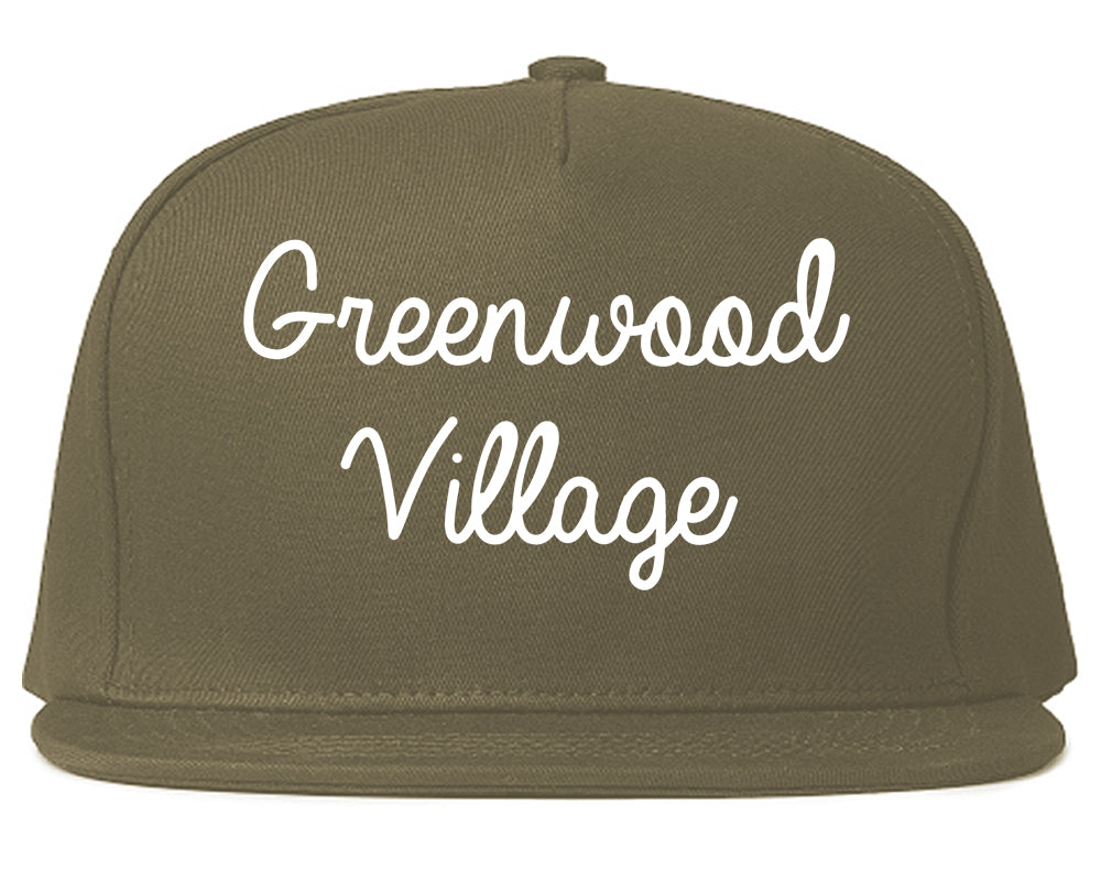 Greenwood Village Colorado CO Script Mens Snapback Hat Grey