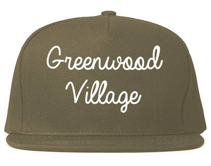 Greenwood Village Colorado CO Script Mens Snapback Hat Grey