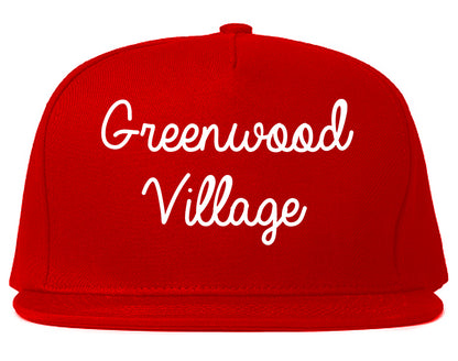 Greenwood Village Colorado CO Script Mens Snapback Hat Red