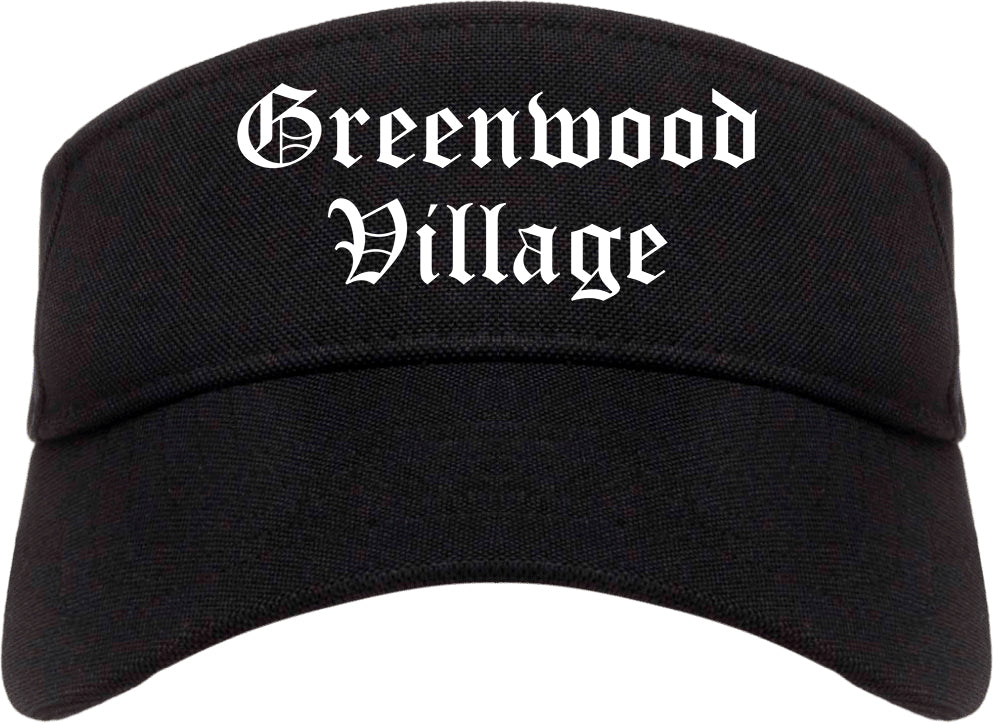 Greenwood Village Colorado CO Old English Mens Visor Cap Hat Black