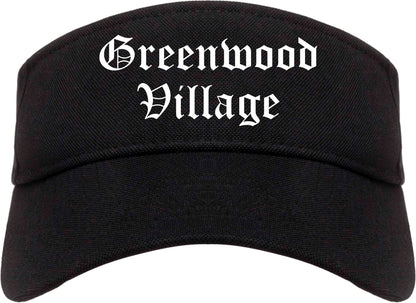 Greenwood Village Colorado CO Old English Mens Visor Cap Hat Black