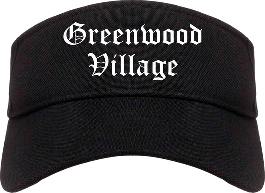 Greenwood Village Colorado CO Old English Mens Visor Cap Hat Black