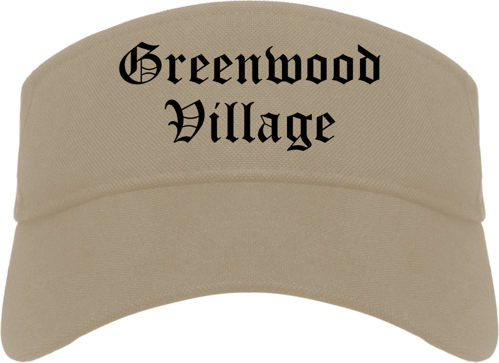 Greenwood Village Colorado CO Old English Mens Visor Cap Hat Khaki