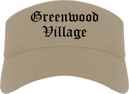 Greenwood Village Colorado CO Old English Mens Visor Cap Hat Khaki