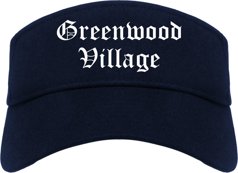 Greenwood Village Colorado CO Old English Mens Visor Cap Hat Navy Blue