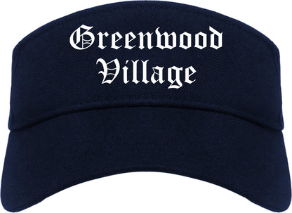 Greenwood Village Colorado CO Old English Mens Visor Cap Hat Navy Blue