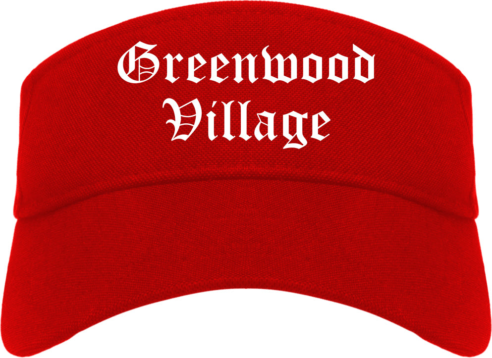Greenwood Village Colorado CO Old English Mens Visor Cap Hat Red