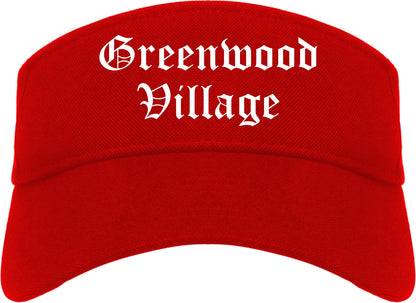 Greenwood Village Colorado CO Old English Mens Visor Cap Hat Red