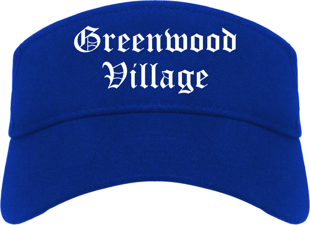 Greenwood Village Colorado CO Old English Mens Visor Cap Hat Royal Blue