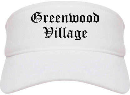 Greenwood Village Colorado CO Old English Mens Visor Cap Hat White