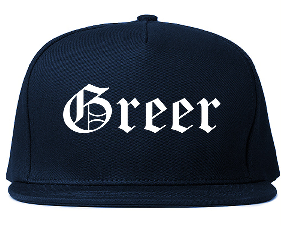 Greer South Carolina SC Old English Mens Snapback Hat Navy Blue