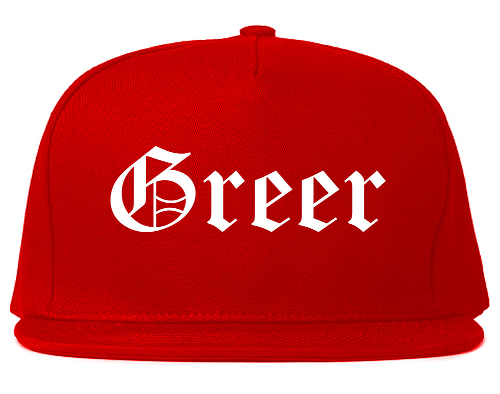 Greer South Carolina SC Old English Mens Snapback Hat Red