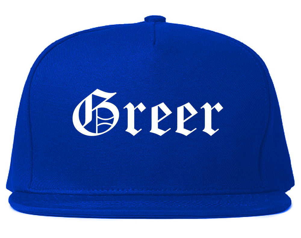 Greer South Carolina SC Old English Mens Snapback Hat Royal Blue