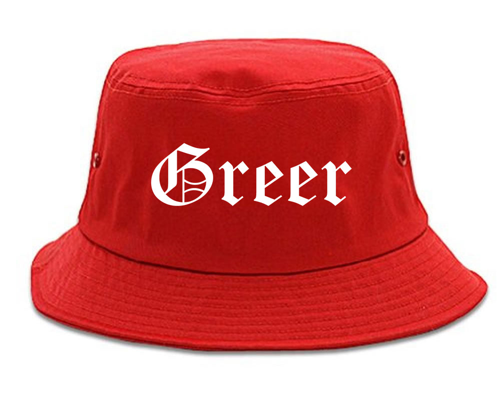 Greer South Carolina SC Old English Mens Bucket Hat Red