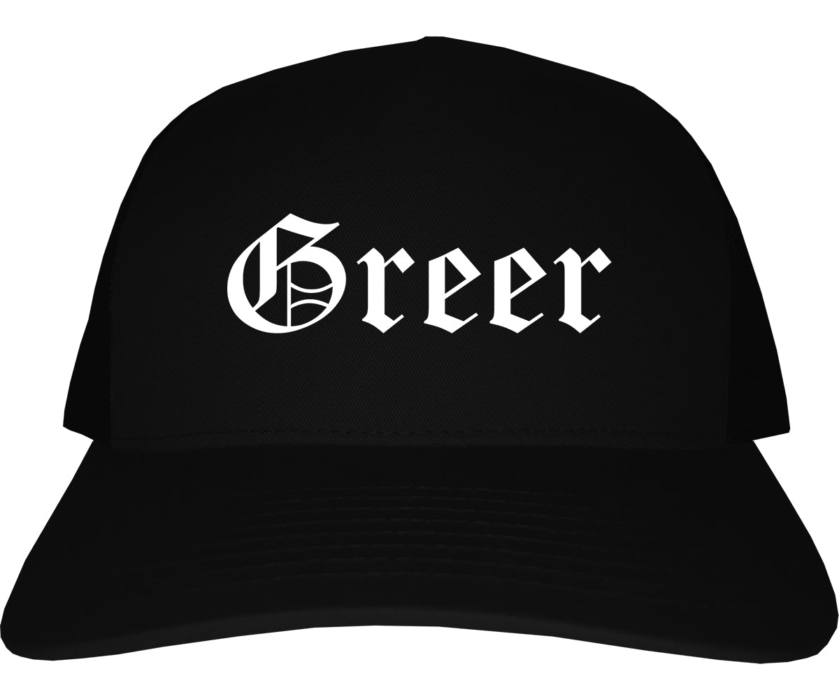 Greer South Carolina SC Old English Mens Trucker Hat Cap Black