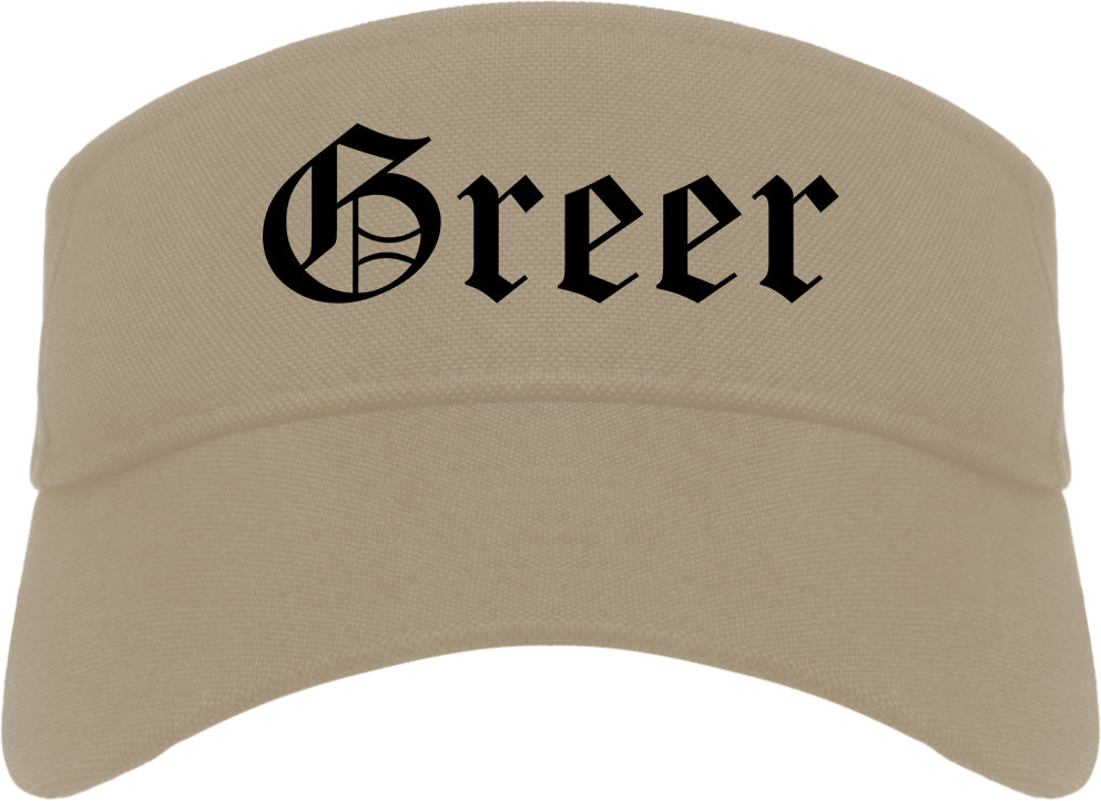 Greer South Carolina SC Old English Mens Visor Cap Hat Khaki