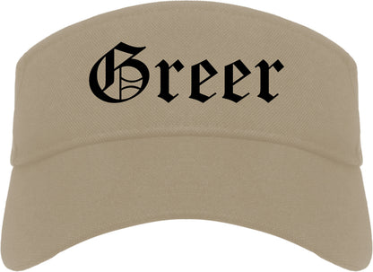Greer South Carolina SC Old English Mens Visor Cap Hat Khaki