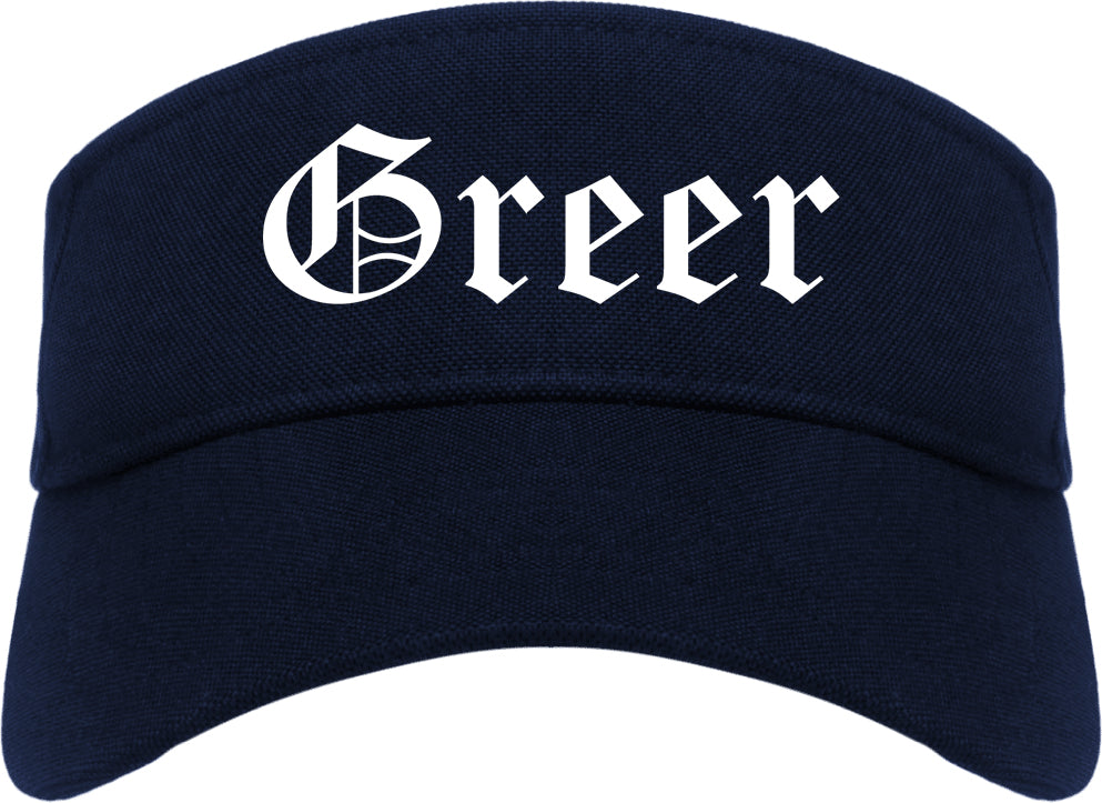 Greer South Carolina SC Old English Mens Visor Cap Hat Navy Blue