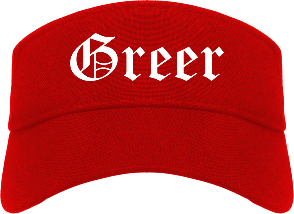 Greer South Carolina SC Old English Mens Visor Cap Hat Red