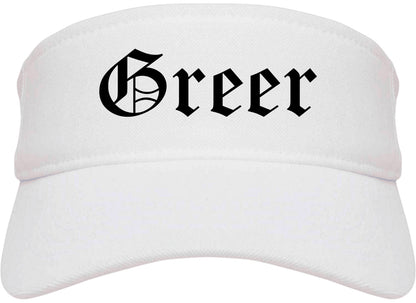 Greer South Carolina SC Old English Mens Visor Cap Hat White