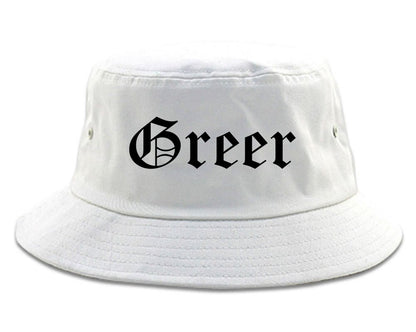 Greer South Carolina SC Old English Mens Bucket Hat White