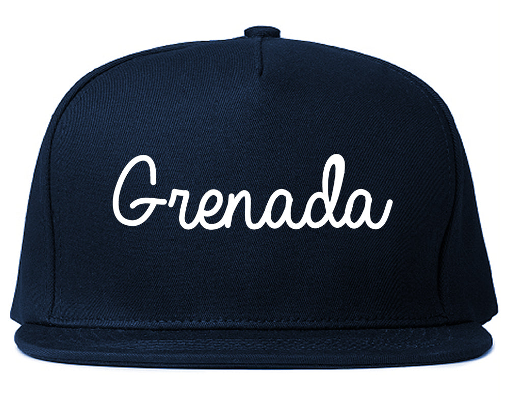 Grenada Mississippi MS Script Mens Snapback Hat Navy Blue