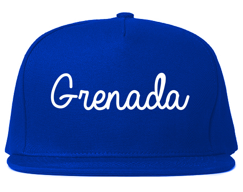 Grenada Mississippi MS Script Mens Snapback Hat Royal Blue
