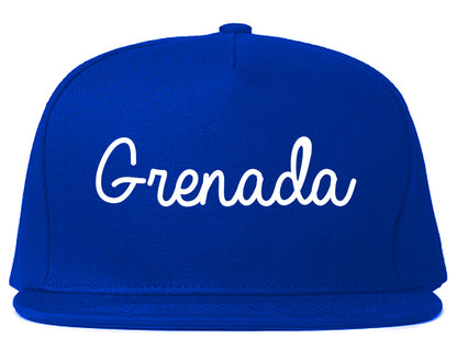 Grenada Mississippi MS Script Mens Snapback Hat Royal Blue