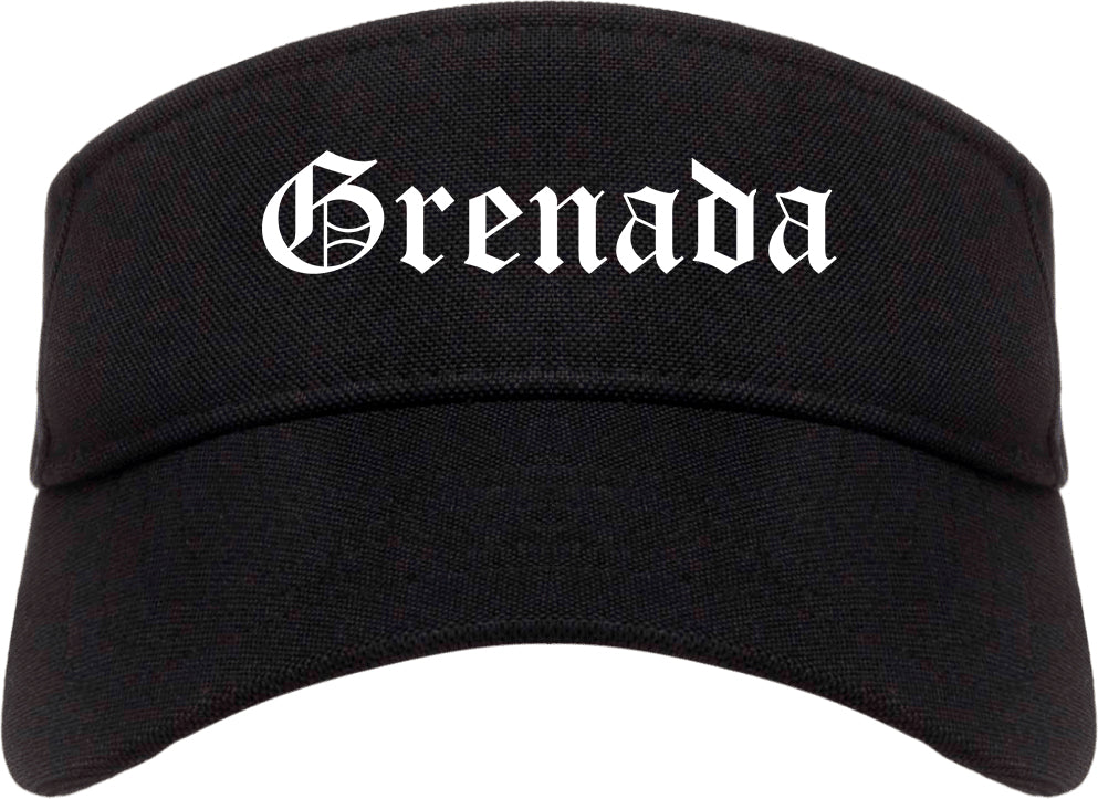 Grenada Mississippi MS Old English Mens Visor Cap Hat Black
