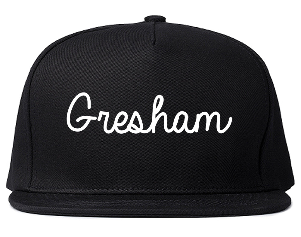 Gresham Oregon OR Script Mens Snapback Hat Black