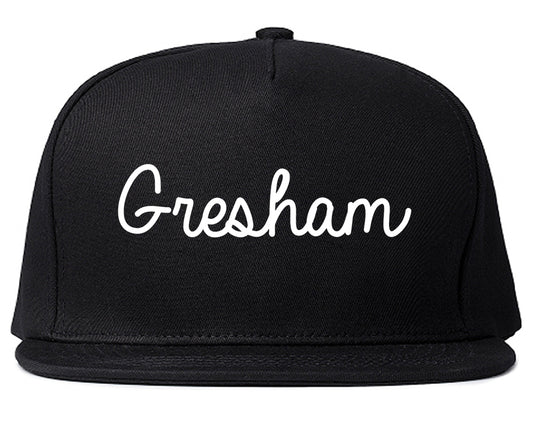 Gresham Oregon OR Script Mens Snapback Hat Black