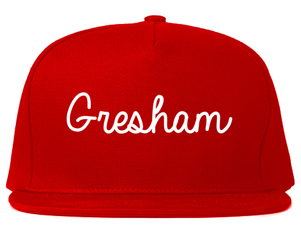 Gresham Oregon OR Script Mens Snapback Hat Red
