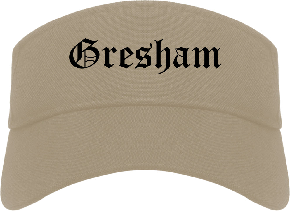 Gresham Oregon OR Old English Mens Visor Cap Hat Khaki