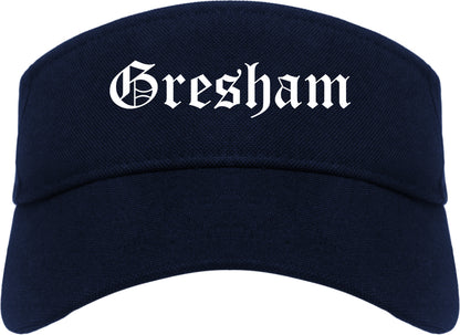 Gresham Oregon OR Old English Mens Visor Cap Hat Navy Blue