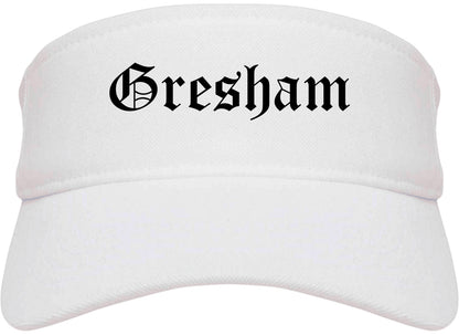 Gresham Oregon OR Old English Mens Visor Cap Hat White