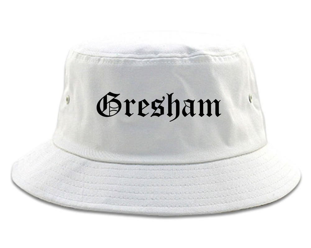 Gresham Oregon OR Old English Mens Bucket Hat White
