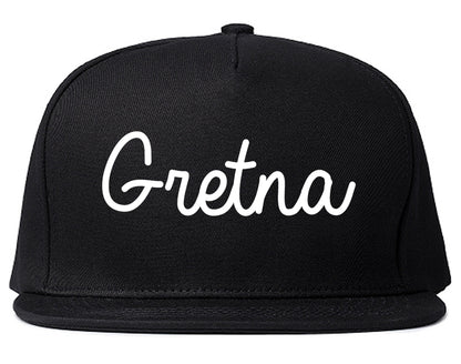 Gretna Louisiana LA Script Mens Snapback Hat Black