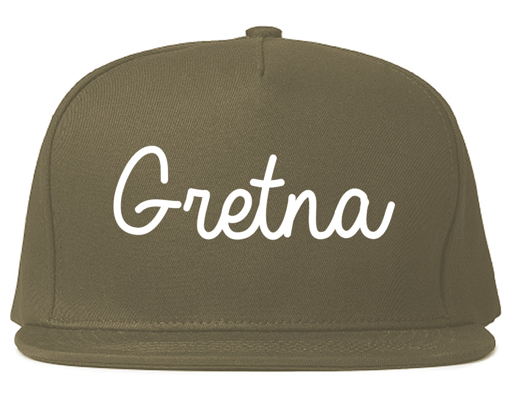 Gretna Louisiana LA Script Mens Snapback Hat Grey