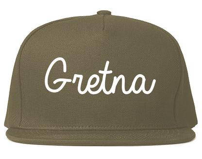 Gretna Louisiana LA Script Mens Snapback Hat Grey