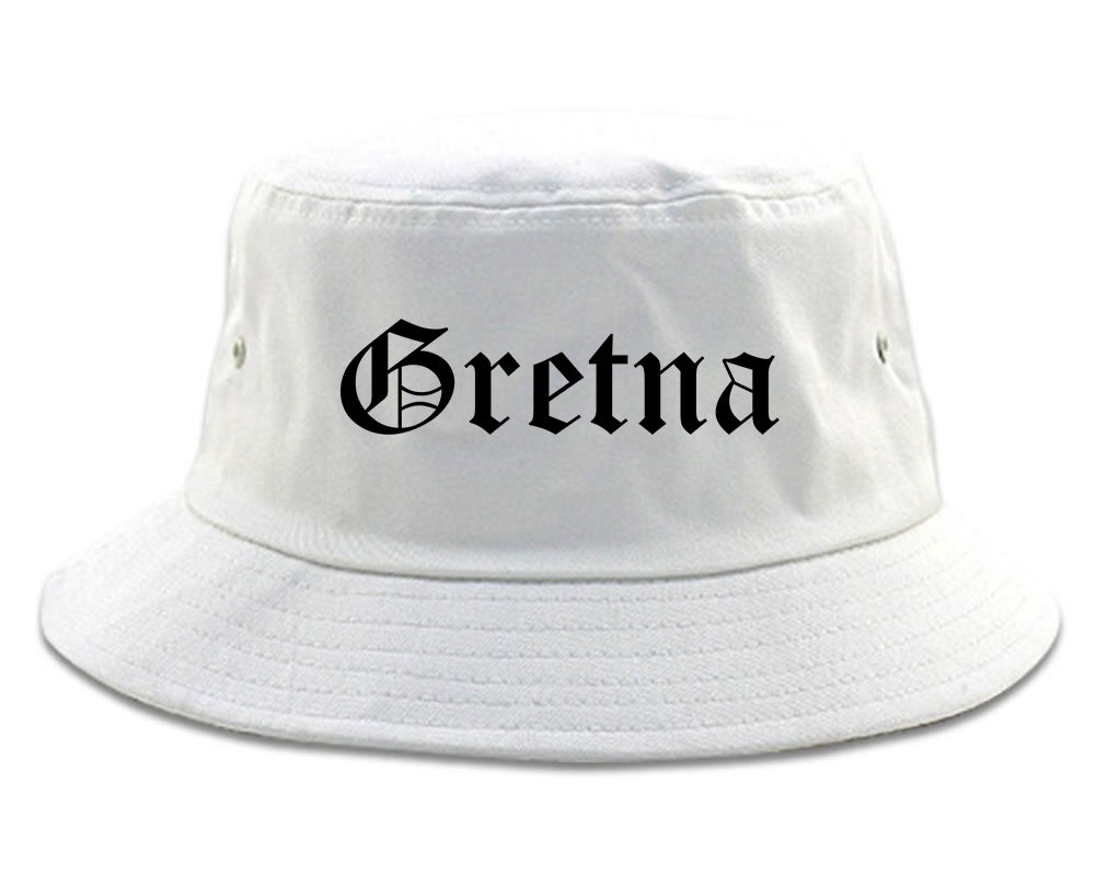 Gretna Louisiana LA Old English Mens Bucket Hat White