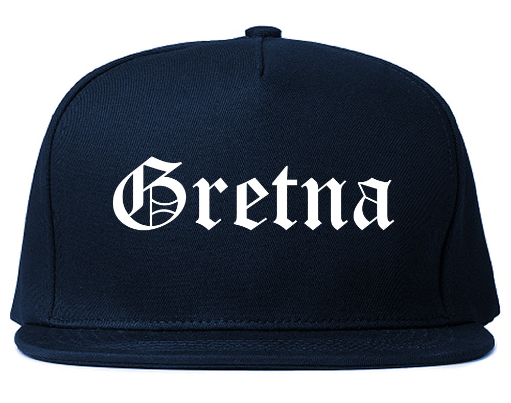 Gretna Nebraska NE Old English Mens Snapback Hat Navy Blue
